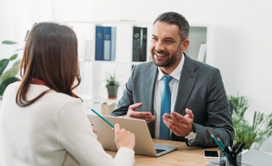 Woman meeting with life insurance broker