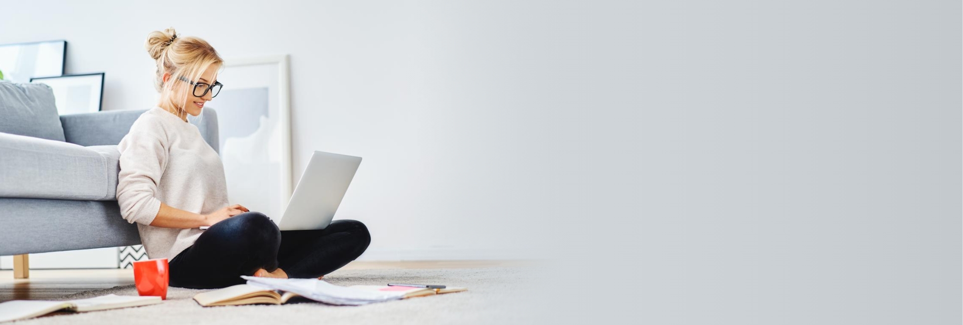 woman researching mortgages on laptop