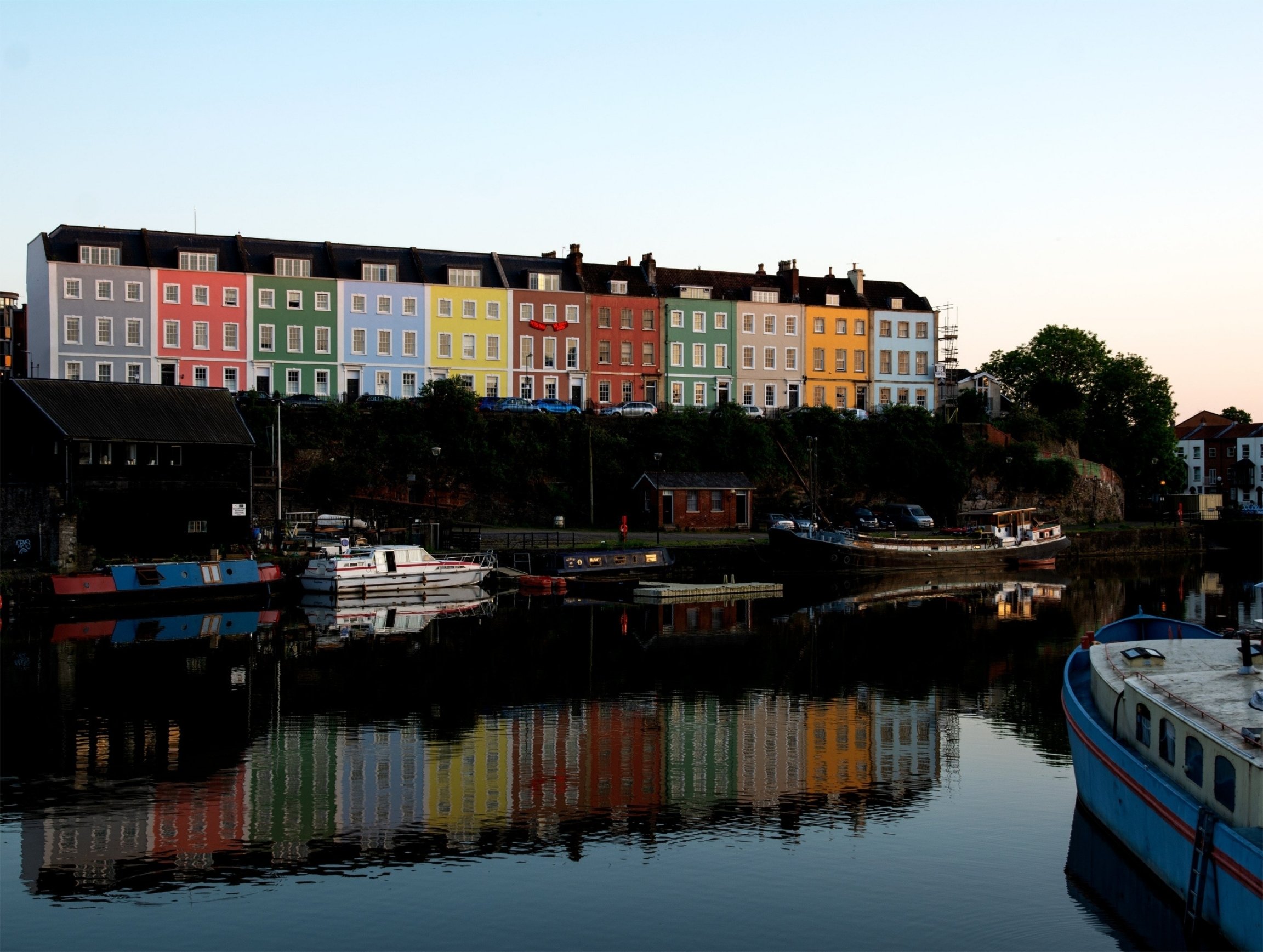 Coloured bristol houses looking over water