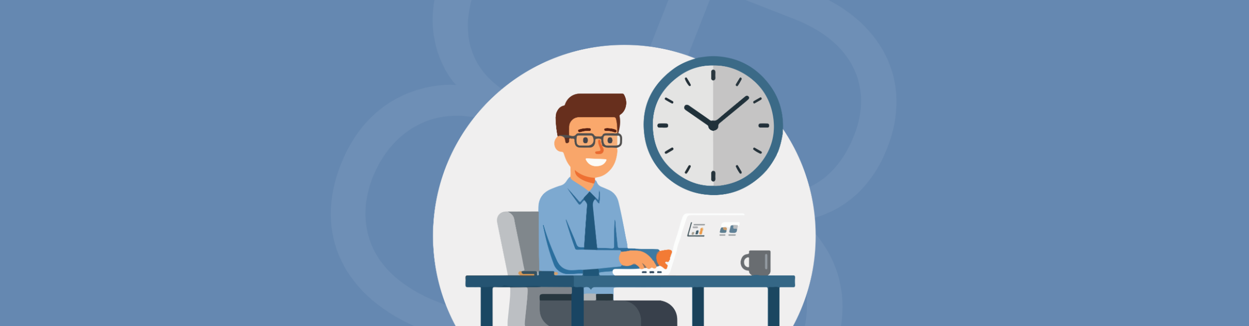 Man sitting at a desk working overtime