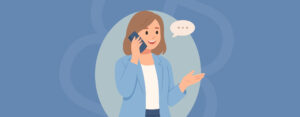Primary Alt Text Option (SEO & Accessibility Balance) Illustration of a smiling woman on a phone call discussing mortgage refinancing options.
